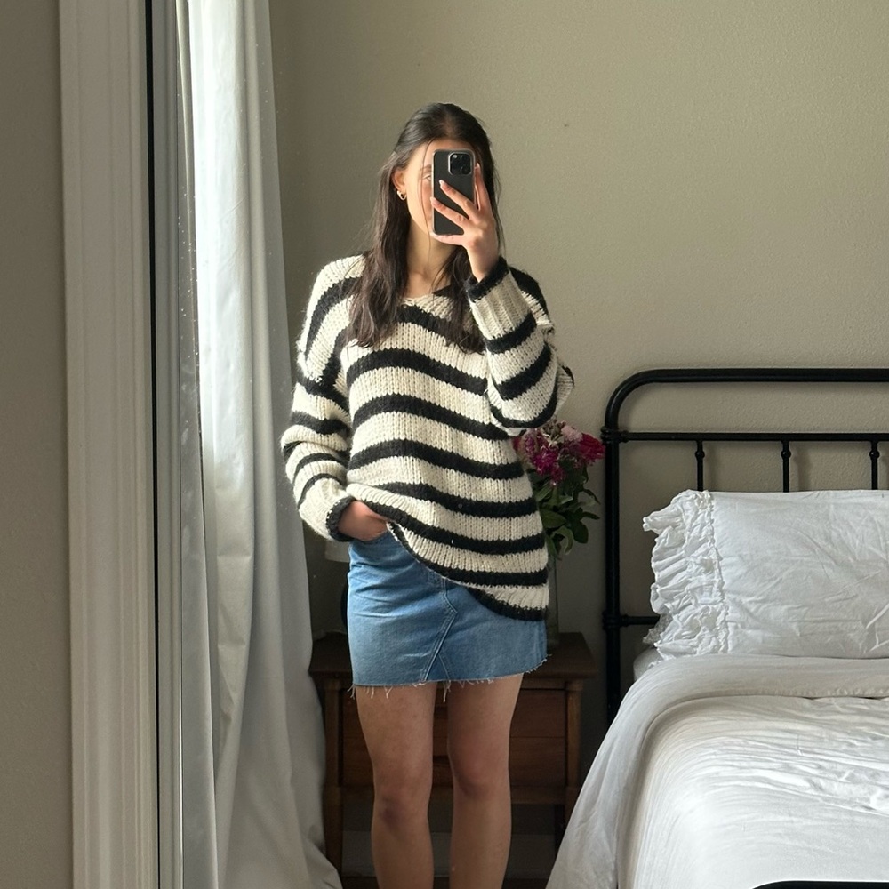 Zara oversized knit stripe wool sweater size small